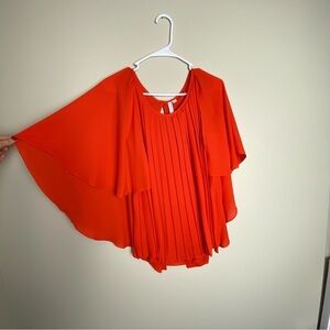SALE Katherine Barclay, Montreal, Women's Orange, Silky pleated w/ Cape, M/M